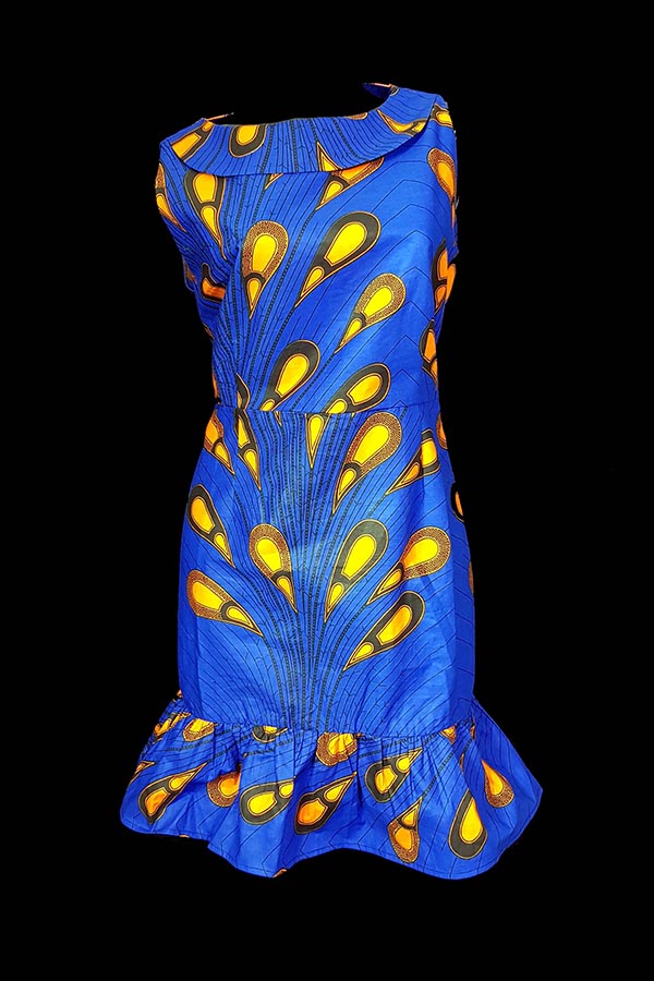 blue feather gown