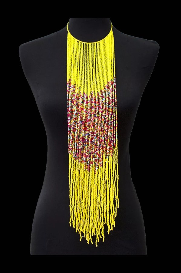 Long yellow shop beaded necklace