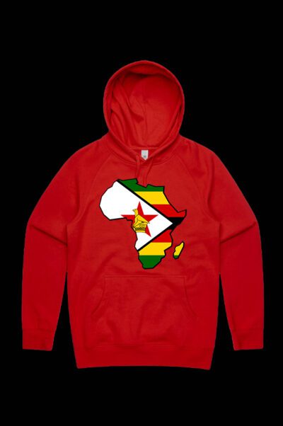Zimbabwe Map Hoodie Red