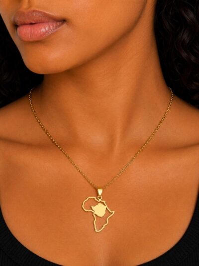 Zimbabwe Africa Gold Plated African Map Necklace